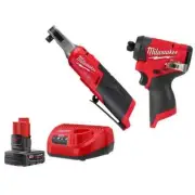 Milwaukee Cordless Ratchet 3/8" +Impact Driver 1/4" Hex 12V Brushless w/ Battery