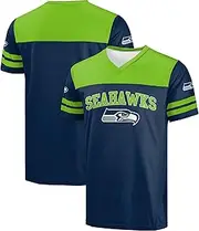 FOCO NFL Men's Officially Licensed Primary Logo Team Color Wordmark Game Day V-Neck Football Jersey