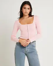 Quinn Hook & Eye Long Sleeve Knit Top