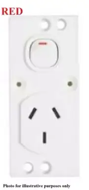 Clipsal SINGLE SWITCH SOCKET OUTLET 220x175mm 250V 10A Double Pole,Red*AUS Brand