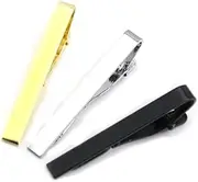 [BESTYASH] 3pcs Simple Metal Necktie Clasp Clips for Men Tie Pin Design for Neat Appearance for Business and Formal Events