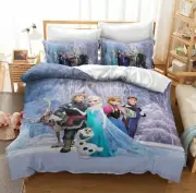 Frozen Anna, Elsa, Kristoff & Olaf Single/Double/Queen/King Bed Quilt Cover Set