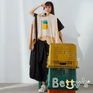 【betty’s 貝蒂思】鳳梨印花拼布連帽T-shirt(卡其)
