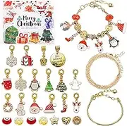 Hianjoo Christmas Jewellery Advent Calendar 2025, 24 Days of Christmas Countdown Calendar with DIY Charm Friendship Bracelets Making Kit, Xmas Gifts for Kids Girls Women, Golden