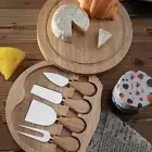 4Pcs/Set Round Cheese Cutlery Mini Cheese Plate Cheese Knives Set Picnic