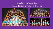POKEMON CHESS SET - Pikachu vs Phione includes Board, Instructions & Checkers