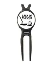 Back Of The Cup Swing Thought Golf Ball Marker + Gunmetal Divot Tool