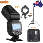 Godox V1F V1-F Flash Speedlite + X2T-F Trigger for Fuji + S2 Bracket Light Stand