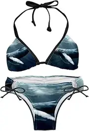 [suojapuku] Bikini Set for Women,Two Piece Swimsuit,Ocean Big Whale,Women's Bikini Sets