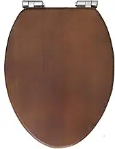 V-Type Toilet Seat,Quietly Close Wood Toilet Seat, Stainless Steel Hinges Toilet Lid,Easy to Install Also Easy to Clean