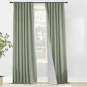 PANELSBURG Sage Green Light Green Blackout Curtains 84 Inches Long Back Tab Rod Pocket Pleated Curtains with Hooks for Track Boho Farmhouse Style to Match The Room