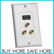 HDMI Wall Plate A/V Component or Composite 3 RCA Faceplate TV DVD 4K HD White