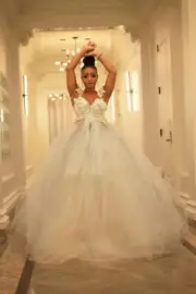 The "JASMINE ALYSHA" Custom Order Blue & Ivory Lace Tulle Boho Wedding Gown Set