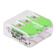 25 x 221-423 WAGO Green 3-Way Compact Lever Connector 4mm² 32A