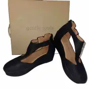 Gentle Souls Kenneth Cole Nydia black 6.5 Wedge Platform Leather Ankle Strap