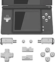 eXtremeRate Chrome Silver Replacement Full Set Buttons for Nintendo DS Lite Handheld Console, Custom D-pad A B X Y Start Select R L Power Volume Keys for Nintendo DS Lite NDSL - Console NOT Included