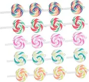 [Generic] 20pcs Colorful Lollipop Pendant Candy Ornaments Charms Lollipops DIY Jewelry Material Lollipop Charms for Jewelry Making Bracelet Lollipop Pendant Keychain Charms Bulk Polymer Clay