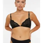 NWT Savage X Fenty Not Sorry Triangle Bralette Black Lace Med