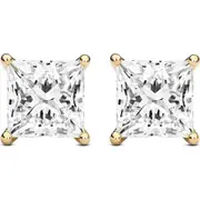 LIGHTBOX 6-Carat Princess Cut Lab Grown Diamond Stud Earrings in Yellow Gold at Nordstrom One Size