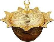 ORFOFE Stylish Gold European Metal Storage Bowl with Lid for Nut Candy Storage Compact Design