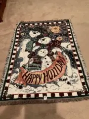 Festive Holiday Handwoven Fringed 42"x61" Edith Collection Throw