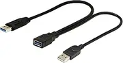 CGTime USB 3.0 Extender Cable USB 3.0 Female to USB 3.0 & USB 2.0 Male Extra Power Data Y Splitter Charger Extension Cable(33CM/13inch)