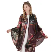 ANYYOU 100% Mulberry Silk Brown Long Scarf Luxury Brand Women Beach Shawl Wear Swimwear Pashimina Face Shield Foulard