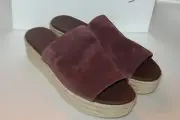 NEW! VINCE Nut Suede Leather SOLANA Open Toe Platform Slide Sandal 7 8 8.5 $250