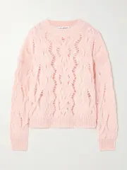 [Our Legacy] Our Legacy - Cable Sonar Open-knit Wool Sweater - Pink - EU 36 EU 36 Pink