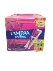 Tampax Radiant Tampons Trio Pack 28 Regular/Super/Super Plus Absorbency 3 Pack