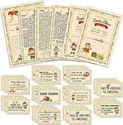 Eaasty 52 Pcs Elf Notes and 2 Elves Notice Naughty Nice Behavior Checklist Stationary Paper 3 Elf Bonus Letter and Elf Reports Set Elf Christmas Note Cards for Christmas Student Kid (Vintage)