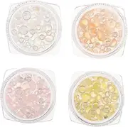 BESTYASH 4 Boxes Bubble Beads Nail Charms for DIY Manicure 3D Flatback Droplets Charms Resin Droplets Beads for Nail Art Decorations