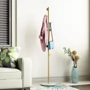 Gold Coat Racks Metal Freestanding with Hooks Entryway Marble Base Tree Hanging