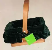 Small Rectangular Handled Basket w/ GREEN Liner- 4 1/4"H x 8"W x 5"D