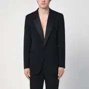 [Saint Laurent] Black grain de poudre tuxedo jacket 48 IT Black