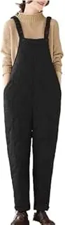 [YiKeGuiHuaShu] Workwear Quilted Overalls for Women, Autumn and Winter Loose Casual Slacks, Slim Suspender Jumpsuits
