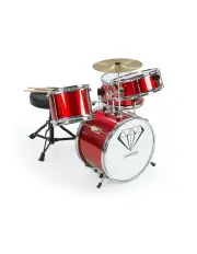 [Klika] Childrens 4 Piece Red Diamond Drum Kit Set Musical Instrument Kids Percussion