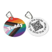 Rainbow QR Code Pet ID Tag for Dogs and Cats Powered by PingTags