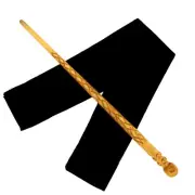 12" Hand Carved Almond Wood Prof. Moody Magic Wand Wizard Wicca w/ Velvet Bag