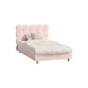 Oikiture Bed Frame King Single Tufted Bedhead Boucle Fabric Pink