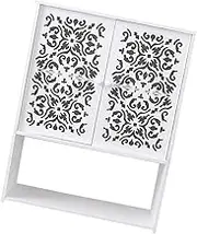 BUGUUYO Elegant Wall Storage Shelf Carving 2-Door Storage Cabinet for Home Decor