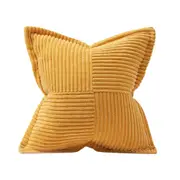Corduroy Pillow Covers with Splicing Soft Striped Textured Christmas Throw Pillow Cases-Yellow