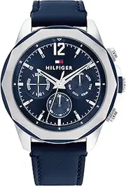 [Tommy Hilfiger] Lars Navy Leather Navy Dial Men's Watch