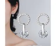 Fashion Women Hollow Circle Rhinestone Inlaid Charm Stud Earrings Jewelry Gift White