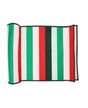 Spritz Easy Care Table runner red white green striped Xmas party decor 14" x 72"