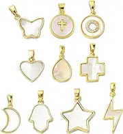 [Stiesy] Assorted Styles Shell Charms Pearl Dangle Charms for DIY Crafts Home Decor