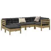 vidaXL 6 Piece Garden Sofa Set with Cushions Impregnated Wood Pine