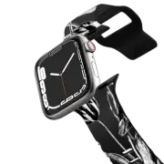 Apple Watch Series 4-6, SE (44mm) Impact Band Black and white tulips pattern - vintage illustration