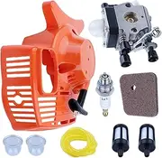 SUOKA Carburetor and Recoil Pull Starter Kit with Fuel Line Primer Bulb Spark Plug for STIHL String Trimmer Weed Eater FS38 FS45