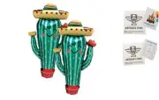 Set of 2 Adorable Fiesta Cactus Jumbo 38" Foil Party Balloons